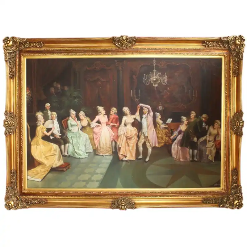 Sale Concerto di pittura a olio barocco dipinto a mano da grande nella sala da ballo Gold Pride Frame 225 x 165 x 10 cm - Materiale voluminoso