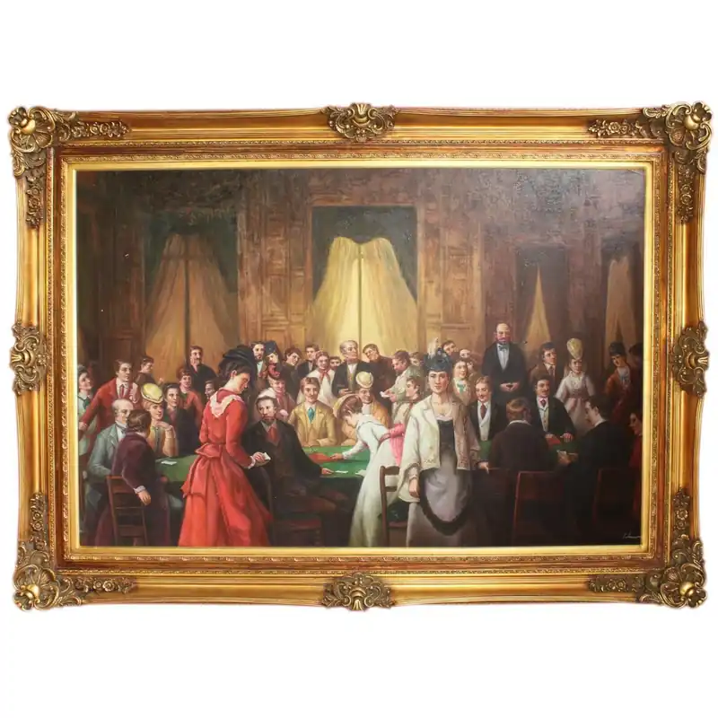 Letzte Chance Enorme dipinto a mano barocco con pittura a olio su telaio Gold Pride 225 x 165 x 10 cm - Materiale voluminoso