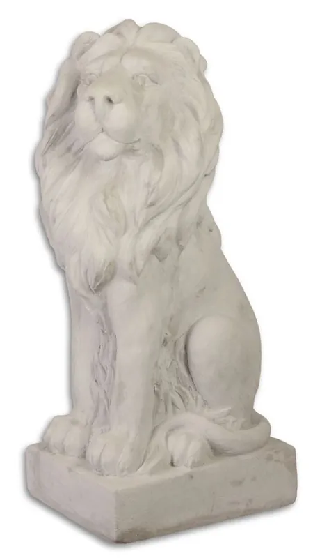 Casa Padrino Giardino Terrazze Decorazione Scultura Seduta Leone Bianco Grigio 26,5 x 37 x H. 75 cm - Decorazione Hotel e Ristorante Billig