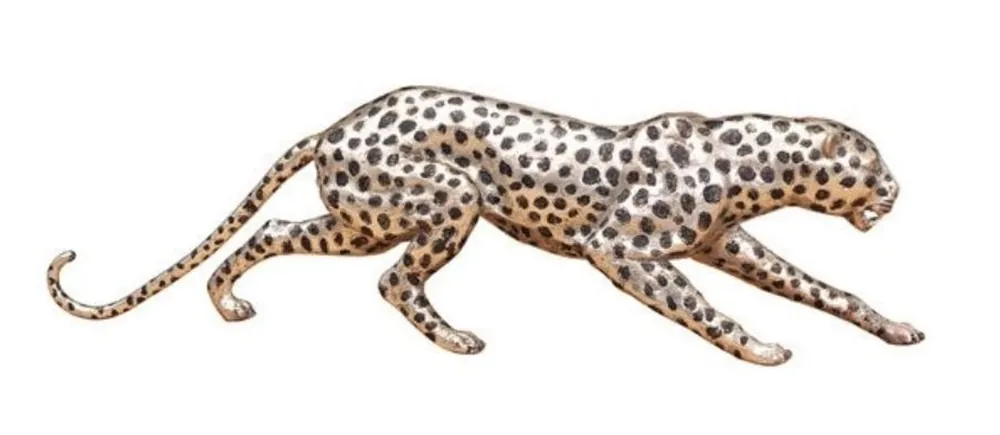 Schneller Versand Casa Padrino lusso in bronzo cheeta ghepardo argento / nero 62 x 14 x H. 18 cm - Qualità di Lusso
