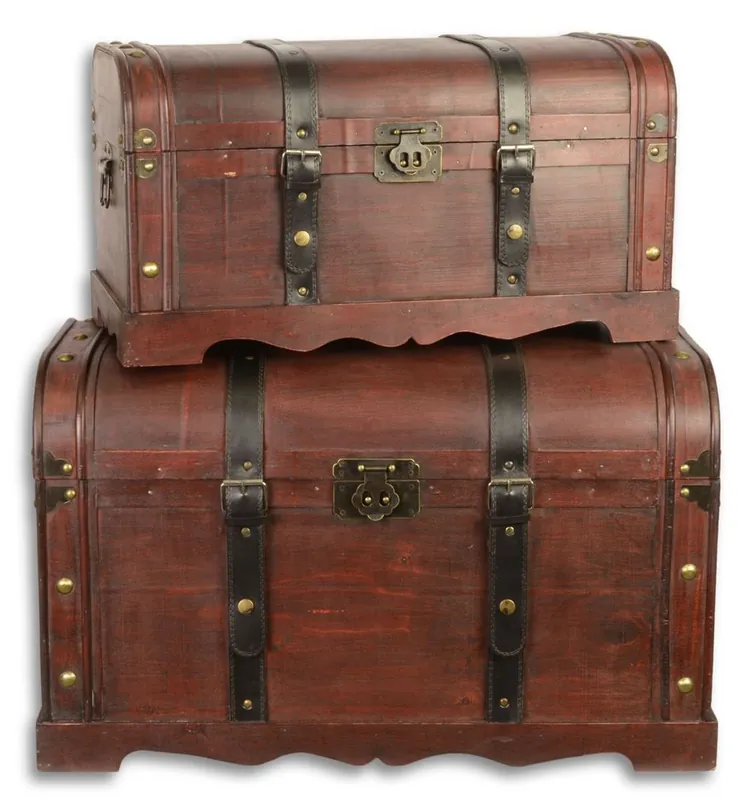 Begrenztes Angebot Casa Padrino riposo en bois di legno Art Deco di set di 2 scatole in legno rosso marrone / nero - Deco Riposo