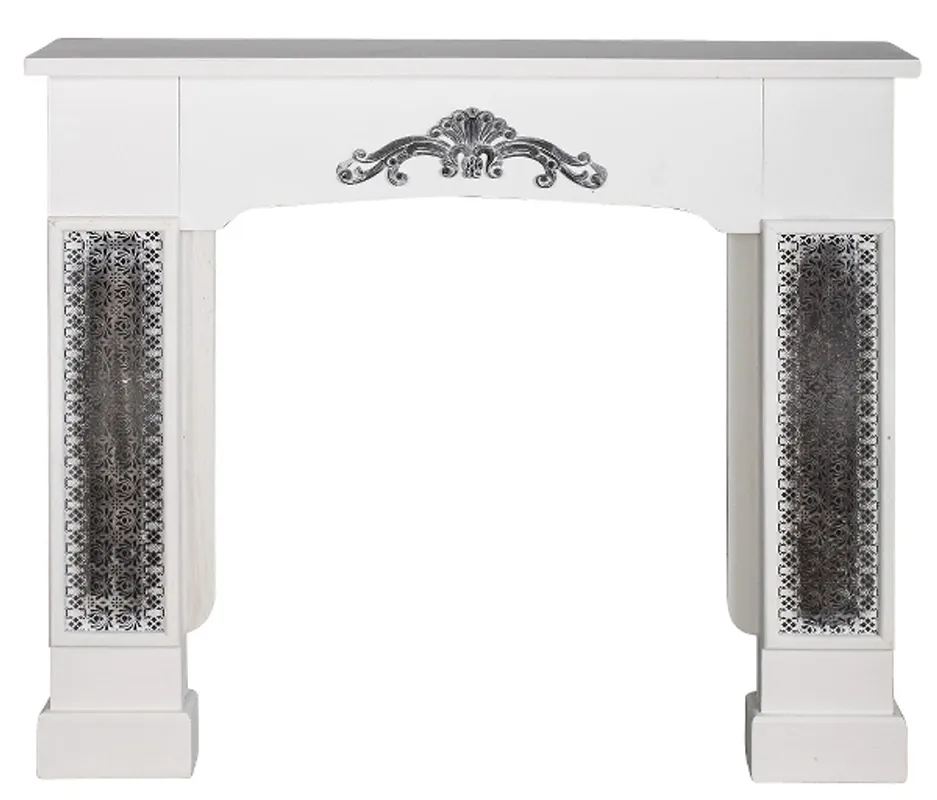 Casa Padrino rivestimenti per camini stile country con decori bianco 115 x 23 x H. 100 cm - Deco Fatto a Mano in Stile Country Geprüft