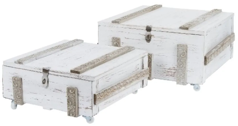 Casa Padrino cesti in legno stile country set di 2 bianco antico - Decorazione Soggiorno Aktuell