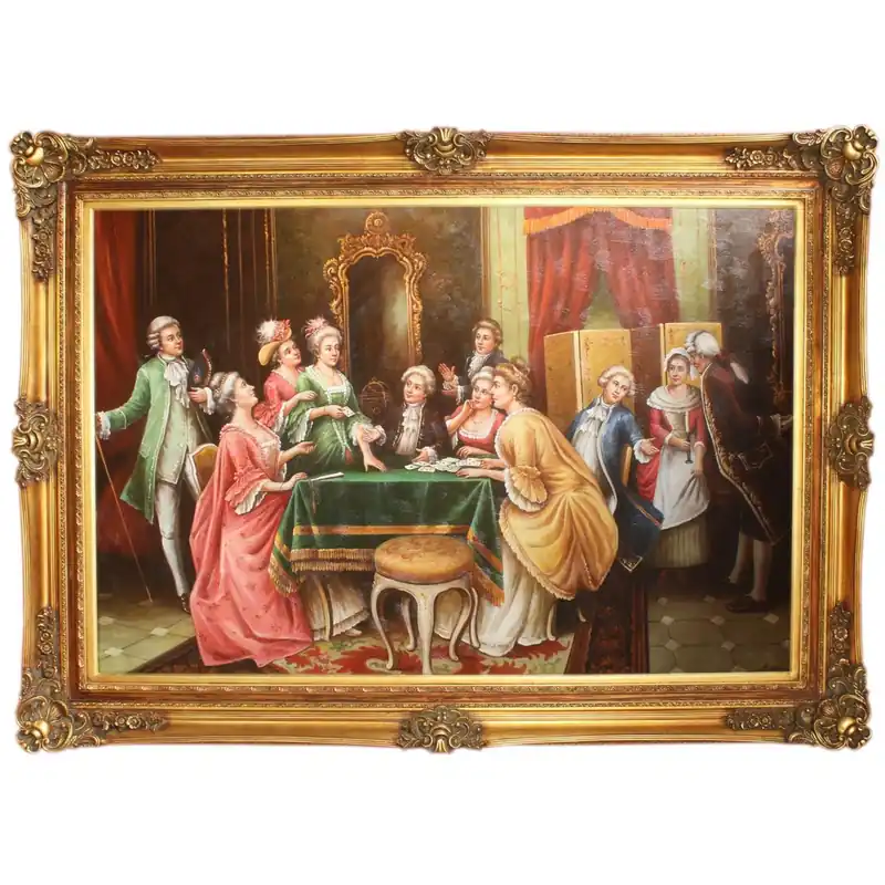 Giochi da tavolo dipinti a olio barocco dipinti a mano giganti Cornice oro orgoglio 225 x 165 x 10 cm - materiale voluminoso Begrenztes Angebot