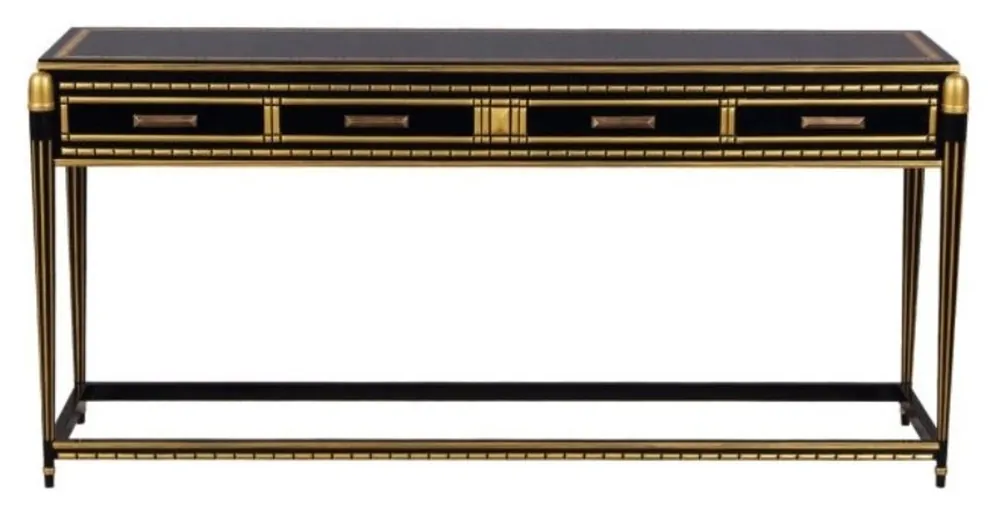 Preis Gesenkt Casa Padrino consolle da salotto di lusso nero / oro 171 x 46 x H. 80 cm - Consolle di Lusso con 4 Cassetti