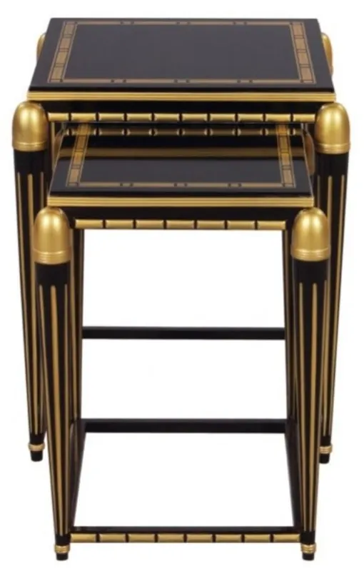 Casa Padrino set di tavolini da salotto di lusso nero / oro 45 x 45 x H. 54 cm - Mobili di Lusso Preis Gesenkt