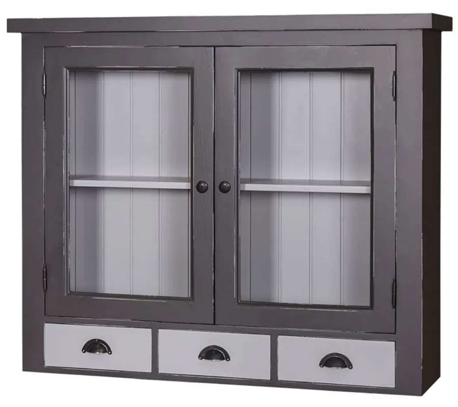 Casa Padrino pensile da cucina stile country grigio antico / grigio chiaro 192 x 31 x H. 65 cm - Mobile da Cucina in Stile Country con 2 Ante in Vetro e 3 Cassetti Knallerangebot