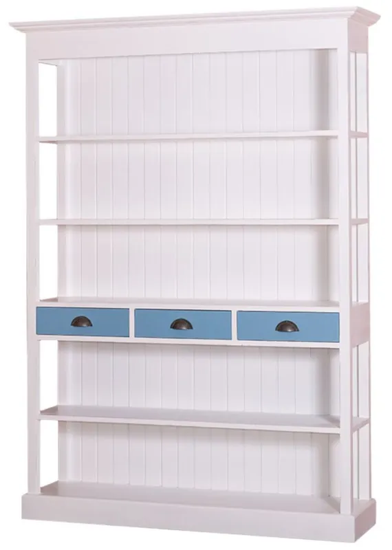Knallerangebot Casa Padrino scaffale stile country bianco / blu 140 x 39 x H. 197 cm - Armadio Stile Country con 3 Cassetti