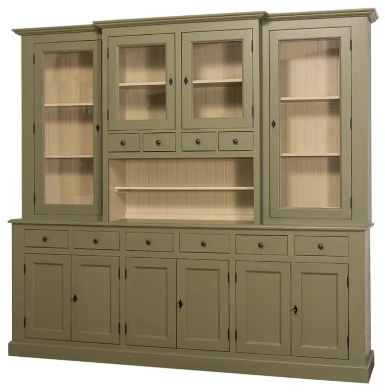 Angebot Casa Padrino mobile da cucina stile country verde / beige 244 x 45 x H. 225 cm - Armadio da Cucina a 2 Pezzi con 10 Ante e 10 Cassetti