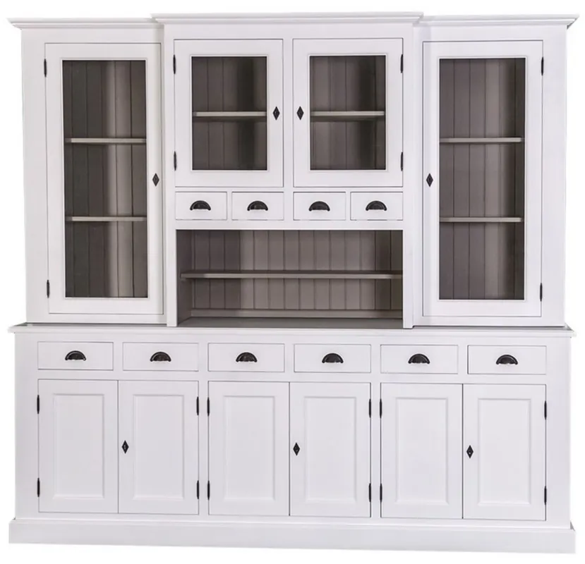 Casa Padrino mobile da cucina stile country bianco / grigio 244 x 45 x H. 225 cm - Armadio da Cucina a 2 Pezzi con 10 Ante e 10 Cassetti Sonderaktion
