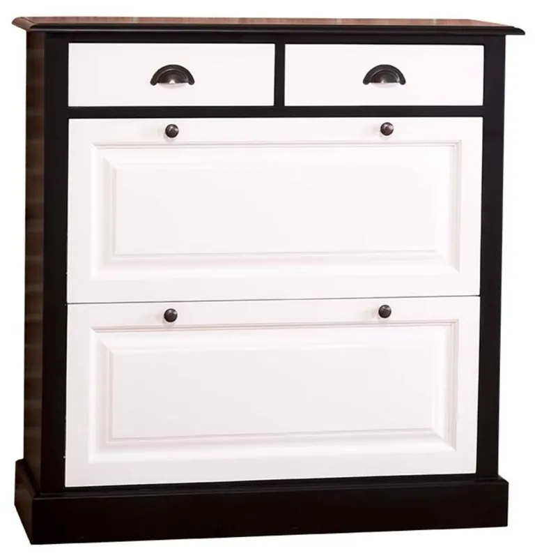 Markenprodukt Casa Padrino Scarpiera Stile Country Nero / Bianco 103 x 35 x H. 105 cm - Mobili in Stile Country