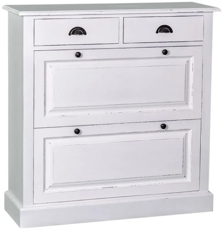 Rabatt Casa Padrino Scarpiera Stile Country Bianco Antico 103 x 35 x H. 105 cm - Mobili in Stile Country