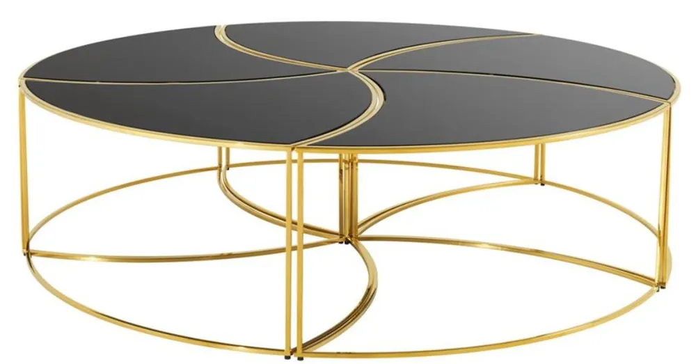 Casa Padrino tavolino da salotto di lusso oro / nero Ø 150 x H. 40 cm - Mobili di Design per il Soggiorno Direkt Vom Hersteller