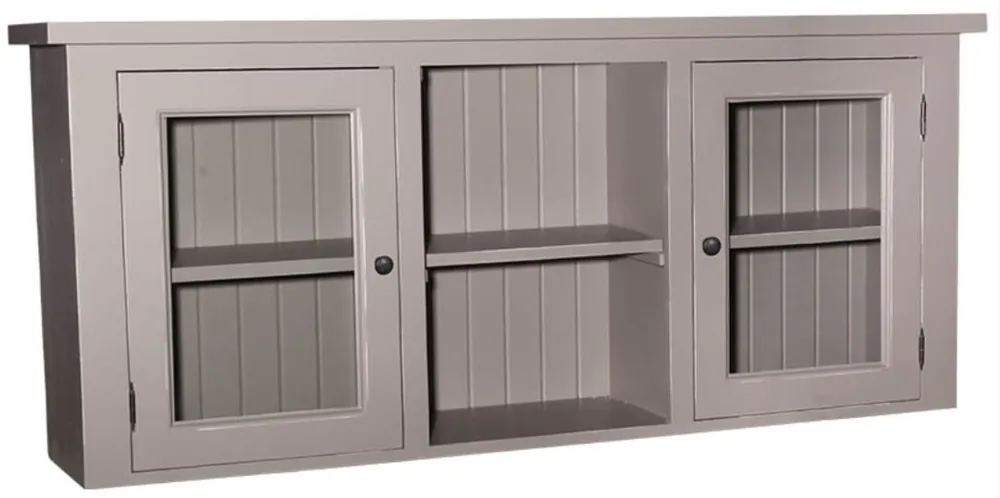 Casa Padrino pensile da cucina stile country grigio 156 x 31 x H. 65 cm - Mobile da Cucina in Stile Country con 2 Ante in Vetro Top-Preis