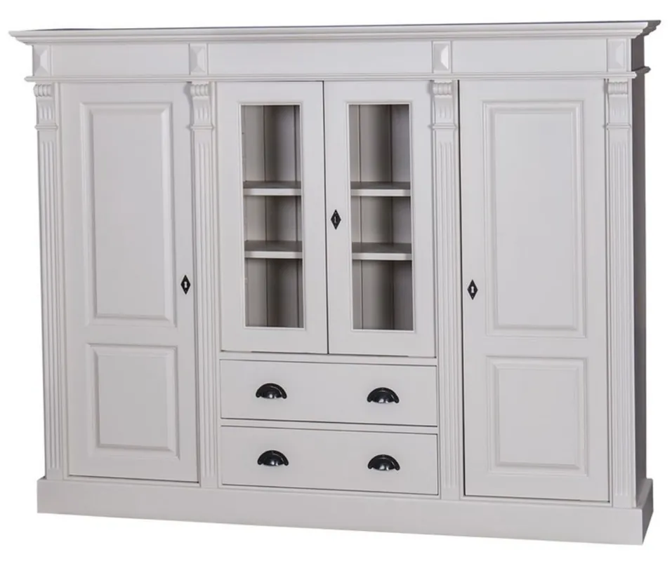 Schneller Versand Casa Padrino mobile soggiorno in stile country con 4 ante e 2 cassetti grigio chiaro 180 x 39 x H. 140 cm - Mobili per Soggiorno in Stile Country