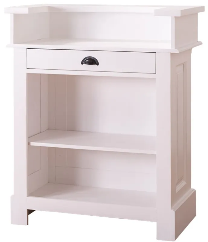 Casa Padrino tavolo da bar in stile country bianco 90 x 51 x H. 107 cm - Contro Tavolo in Legno Massello con Cassetto Sale