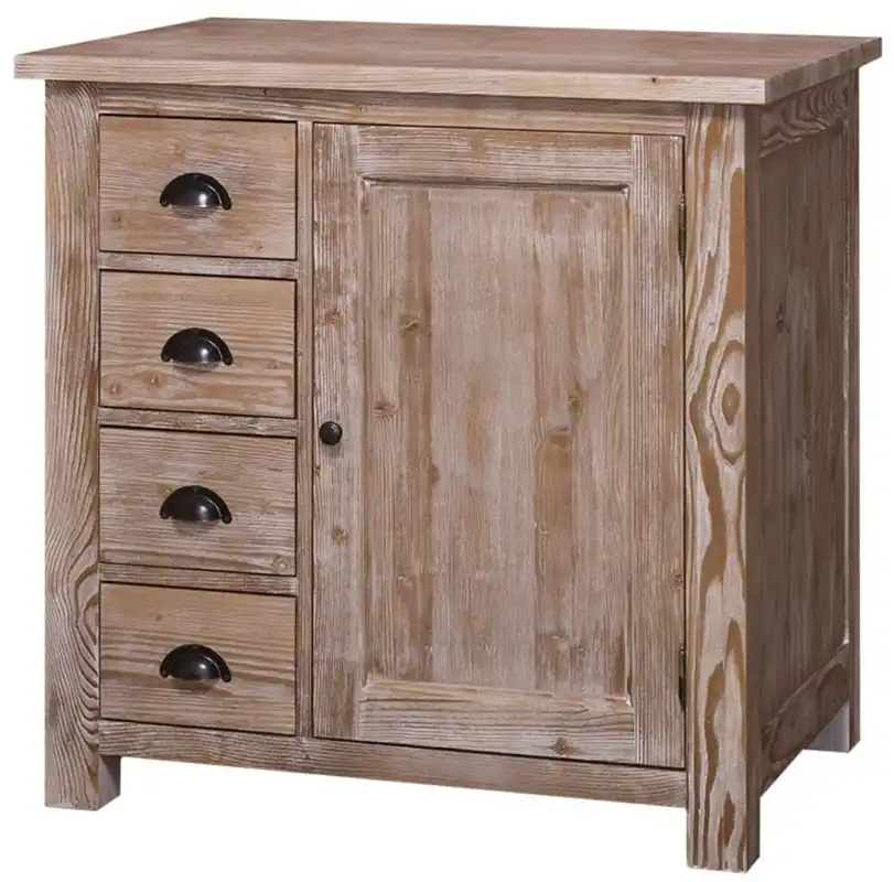 Schnäppchen Casa Padrino mobile da cucina stile country colori naturali 92 x 65 x H. 90 cm - Mobile da Cucina con Anta e 4 Cassetti