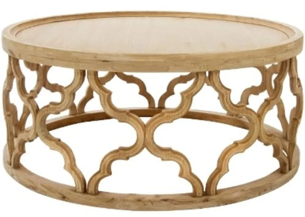 Begrenztes Angebot Casa Padrino tavolino di design colori naturali Ø 80 x H. 37 cm - Tavolino Moderno Rotondo in Legno