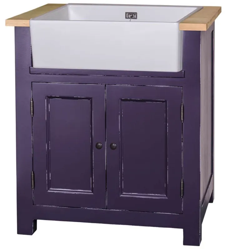 Casa Padrino mobile lavello stile country antico viola / naturale 81 x 65 x H. 90 cm - Shabby Chic Mobile Cucina con 2 Ante Sonderaktion