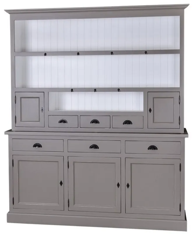Neu Casa Padrino mobile da cucina stile country grigio scuro / bianco 178 x 50 x H. 210 cm - Armadio da Cucina a 2 Pezzi con 5 Ante e 6 Cassetti