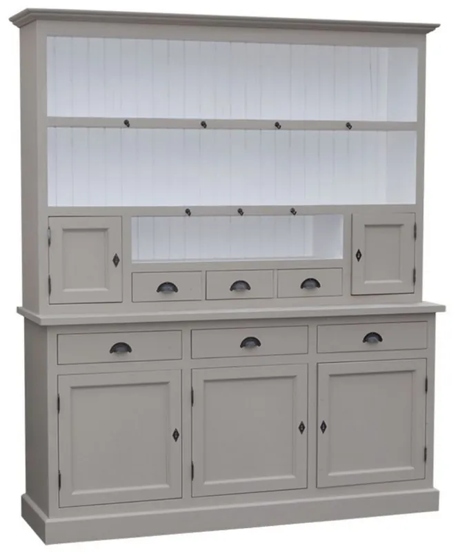 Casa Padrino mobile da cucina stile country grigio / bianco 178 x 50 x H. 210 cm - Armadio da Cucina a 2 Pezzi con 5 Ante e 6 Cassetti Beliebt