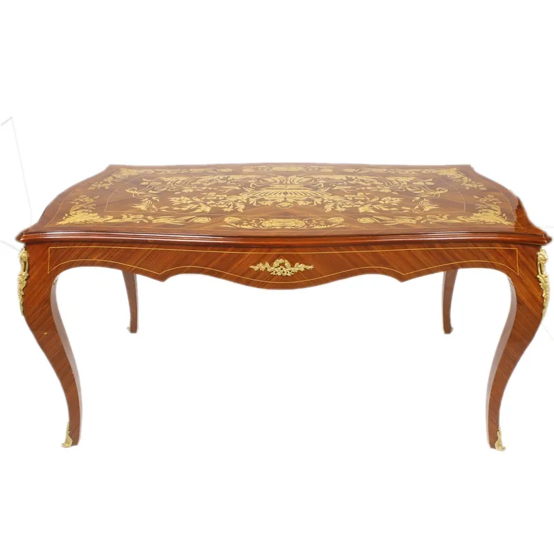 Casa Padrino lussuosa scrivania barocca in mogano intarsiato / oro 160 cm - mobili in stile antico di lusso segretario Neue Kollektion