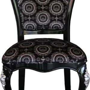 Zertifiziert Pompöös di Casa Padrino Sedia da pranzo in stile barocco di lusso nero / oro con corona - Sedia barocca Pompööser disegnata da Harald Glööckler