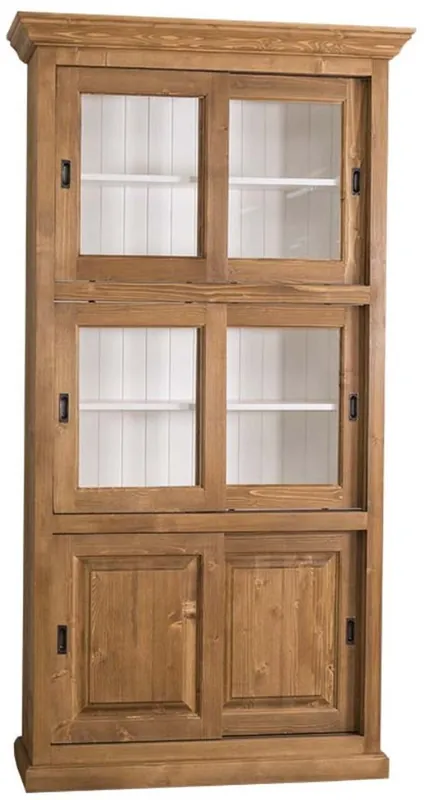 Beliebt Casa Padrino Gabinetto dei Libri Stile Country Marrone / Bianco 110 x 40 x H. 210 cm - Mobile Soggiorno con 6 Ante Scorrevoli
