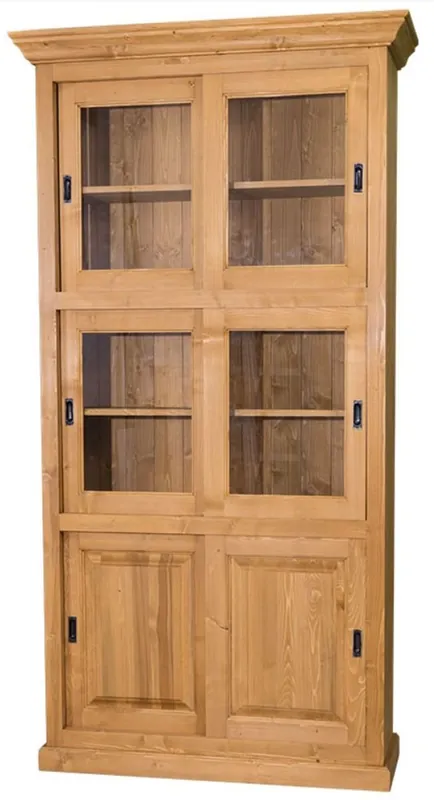 Casa Padrino Gabinetto dei Libri Stile Country Marrone Chiaro 110 x 40 x H. 210 cm - Mobile Soggiorno con 6 Ante Scorrevoli Zertifiziert