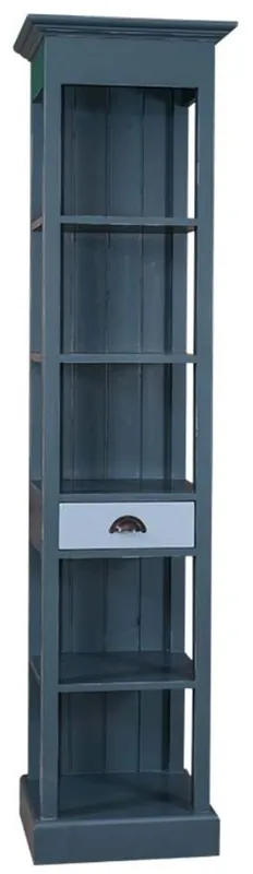 Country Padrino scaffale con cassetto blu / blu brillante 50 x 39 x H. 197 cm - Mobili in Stile Country Markenware