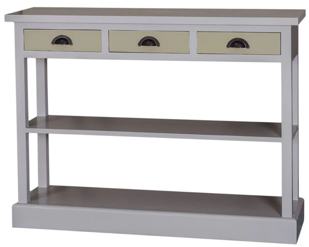 Top-Seller Casa Padrino consolle da cucina stile country grigio / verde 120 x 35 x H. 89 cm - Consolle Stile Country con 3 Cassetti