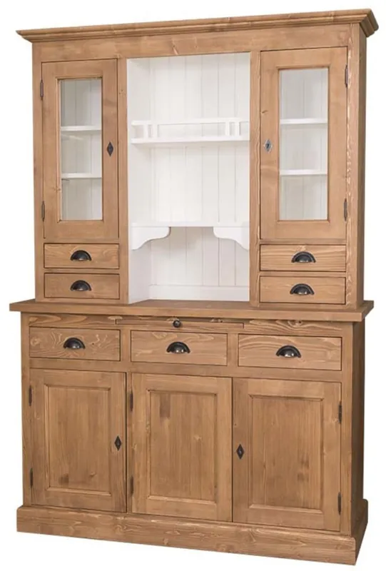 Geprüft Casa Padrino mobile da cucina stile country marrone / bianco 137 x 50 x H. 197 cm - Armadio da Cucina 2 Pezzi con 5 Ante e 7 Cassetti
