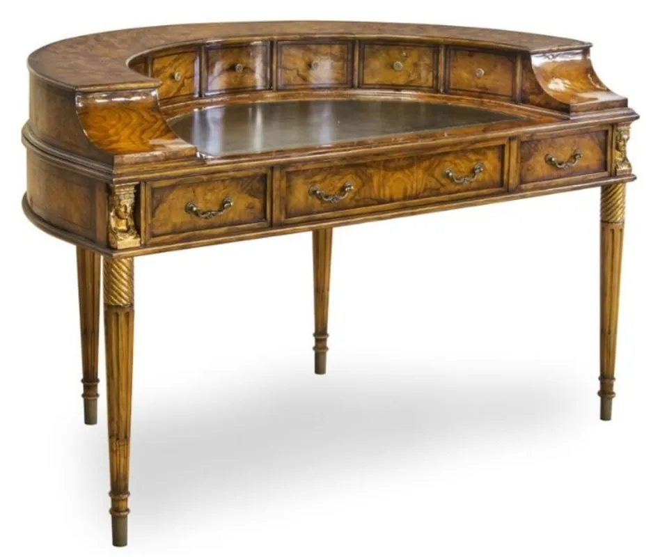 Top-Angebot Casa Padrino Scrivania in Mogano Art Nouveau di Lusso con 10 Cassetti Marrone / Oro Antico 145 x 80 x H. 90 cm - Qualità di Lusso