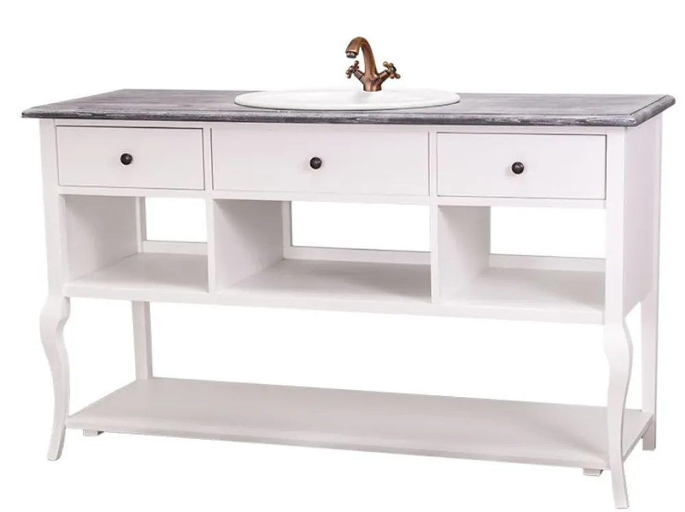Garantierte Lieferung Casa Padrino Country Style Lavabo Lavabo senza lavabo Grigio / Bianco - Mobile bagno