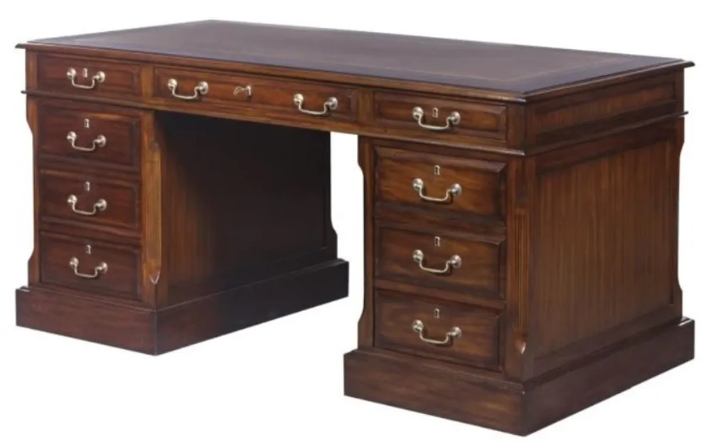 Casa Padrino lussuosa scrivania con anta e 6 cassetti marrone / argento 160 x 80 x H. 79 cm - Mobili per Ufficio Jetzt Kaufen