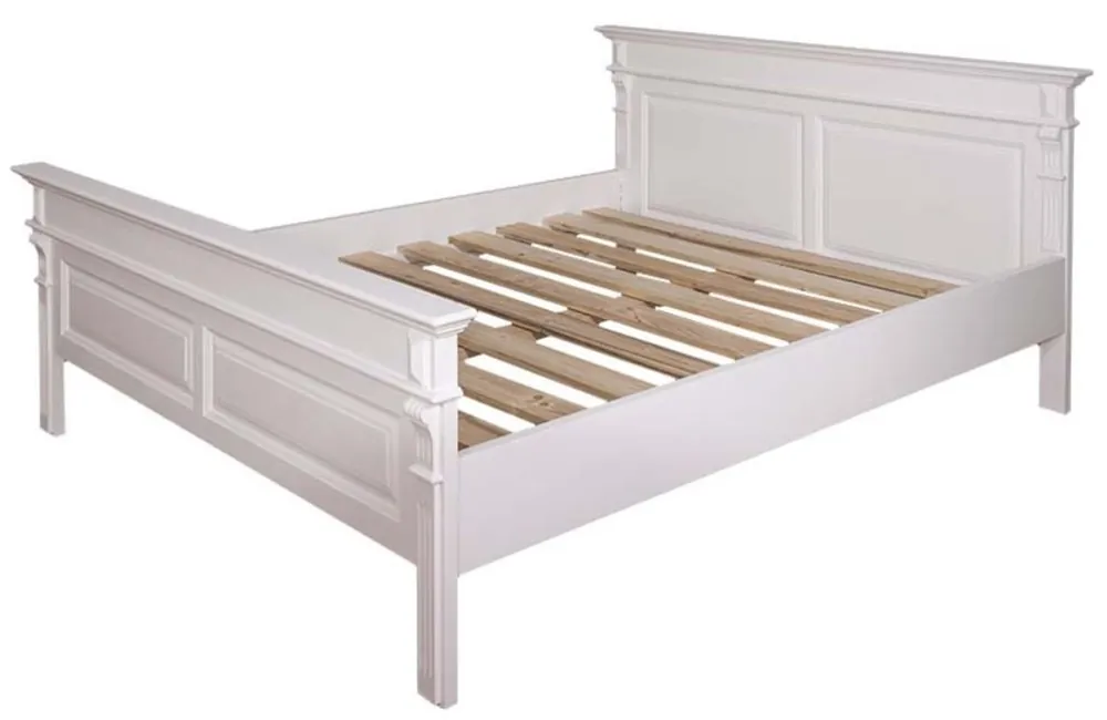 Preiswert Casa Padrino Letto Country Style Bianco - Varie Dimensioni - Mobili per Camera da Letto in Legno Massello