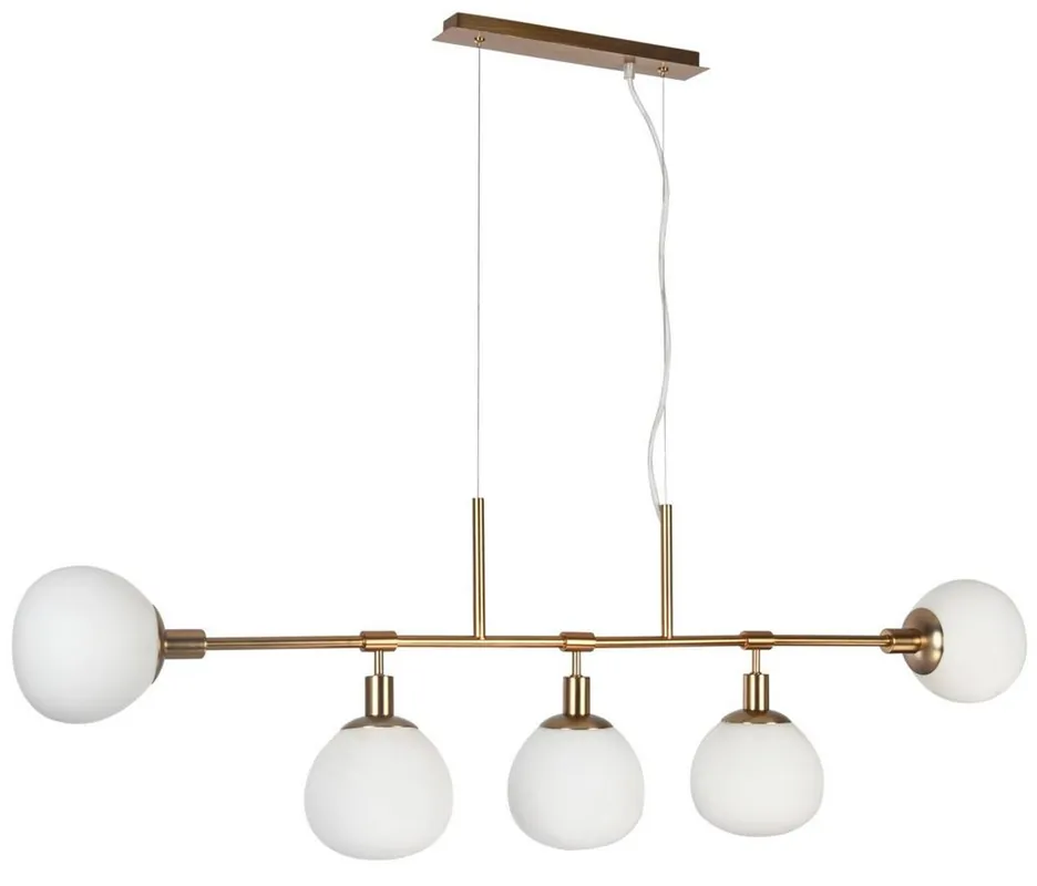 Markenware Casa Padrino lampada a sospensione ottone / bianco 120 x H 37,3 cm - Lampada a Sospensione Moderna in Metallo con Vetro Smerigliato