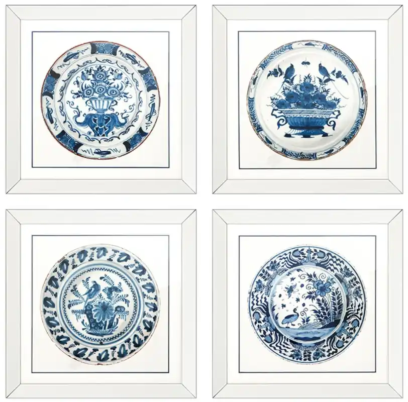 Preisreduziert Casa Padrino immagini / stampa artistica set di 4 porcellane cinesi antiche bianche / blu 80 x H. 80 cm - Decorazione Murale di Lusso