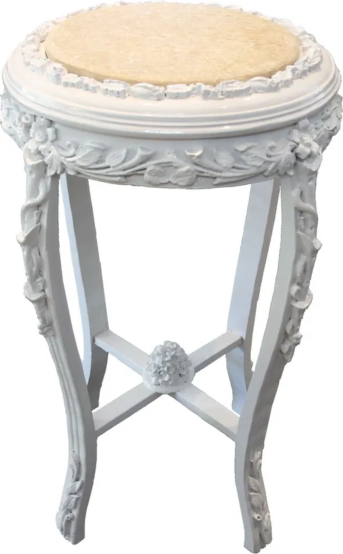 Preiswert Tavolino Barocco Casa Padrino Rotondo in marmo bianco / crema Top Look anticato - 72 x 42 cm