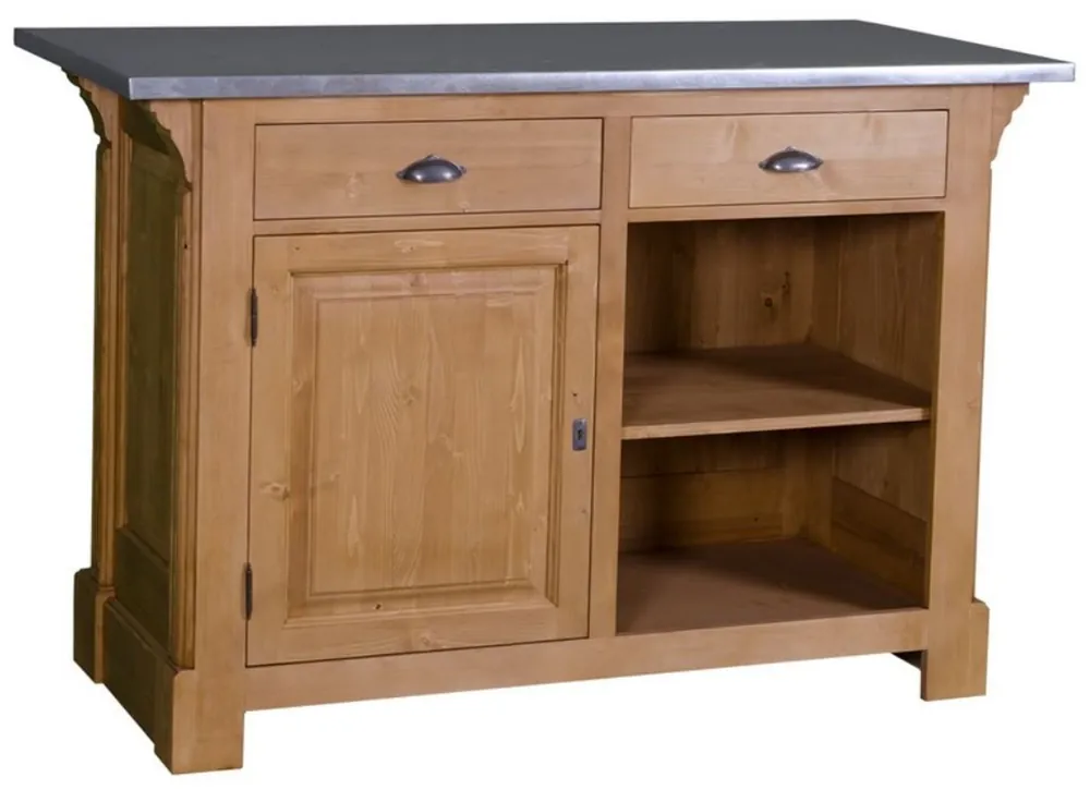 Casa Padrino tavolo da bar in stile country colori naturali / argento 140 x 68 x H. 95 cm - Piano in Legno Massello con Piano Zincato Geprüft