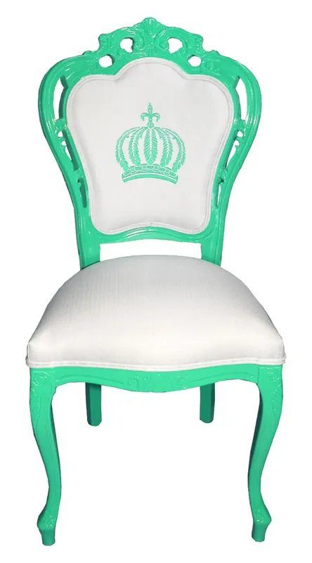 Pompöös di Casa Padrino Sedia da pranzo in stile barocco di lusso Verde / Bianco - Sedia barocca Pompööser disegnata da Harald Glööckler Knallerangebot