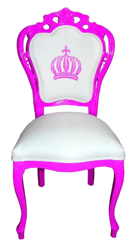 Pompöös di Casa Padrino Sedia da pranzo in stile barocco di lusso Magenta / Bianco - Sedia barocca Pompööser disegnata da Harald Glööckler Online Kaufen