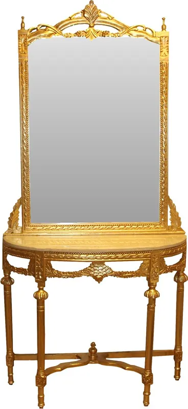 Casa Padrino consolle specchio barocco in oro con piano in marmo e splendide decorazioni barocche su vetro specchio Mod5 - aspetto antico Super-Preis