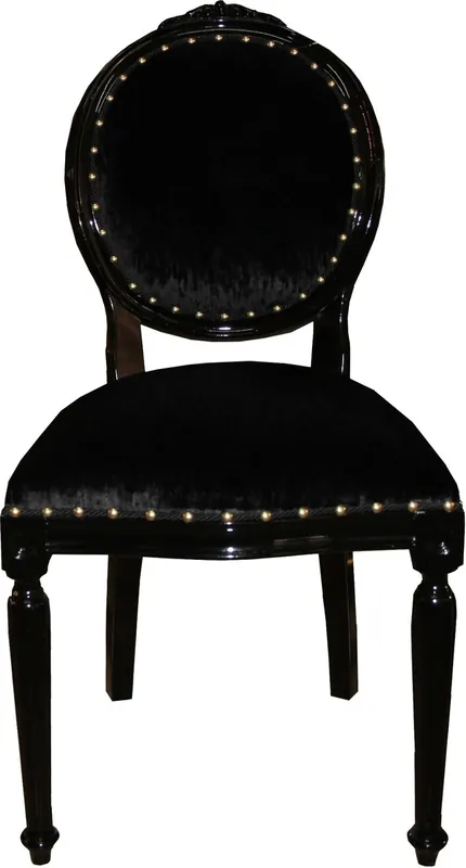 Neu Sedia da pranzo di lusso a medaglione barocco Casa Padrino senza braccioli in nero / nero - Edizione Limitata