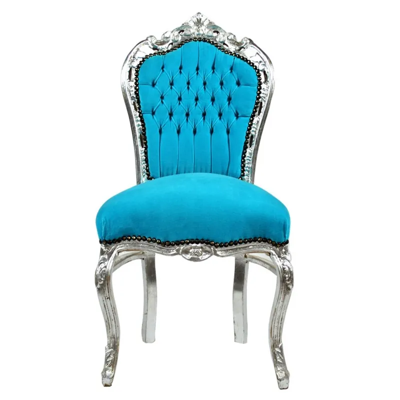 Neu Im Sortiment Casa Padrino Barocco Cena Chair Turchese / argento