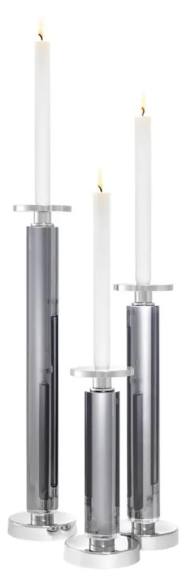 Casa Padrino set di candelabri in vetro cristallo set 3 grigio / argento - Decorazione di Lusso Super-Preis