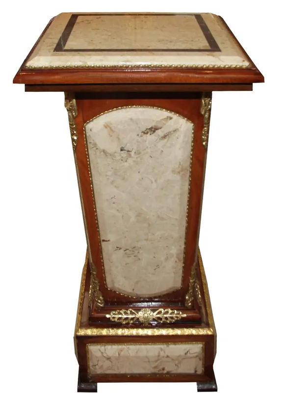 Casa Padrino Colonna barocca in mogano / crema con finiture in marmo - 78 x 43 xh.43 cm Neu Im Sortiment