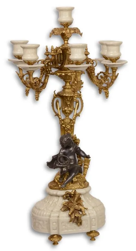 Top-Seller Casa Padrino Candeliere Barocco Bianco / Oro 29,5 x 26,5 x H. 59,4 cm - Elegante e Sontuoso