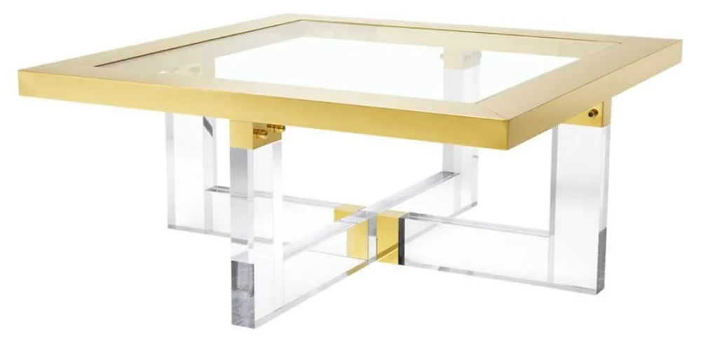Casa Padrino tavolino da salotto di lusso oro 100 x 100 x H. 43 cm - Mobili per Soggiorno Heißes Angebot