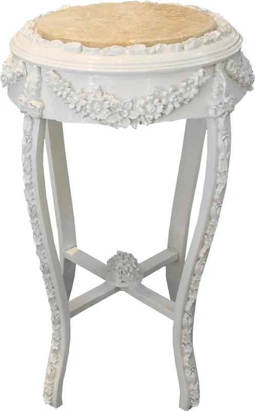 Finale Aktion Tavolino Barocco Casa Padrino Rotondo in marmo bianco / crema Top Look anticato - 72 x 42 cm